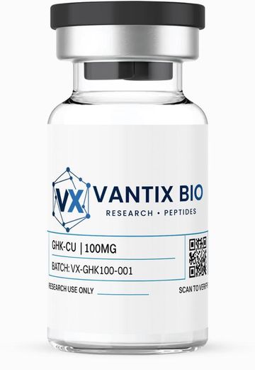 GHK-Cu 100mg research vial with Vantix Bio label